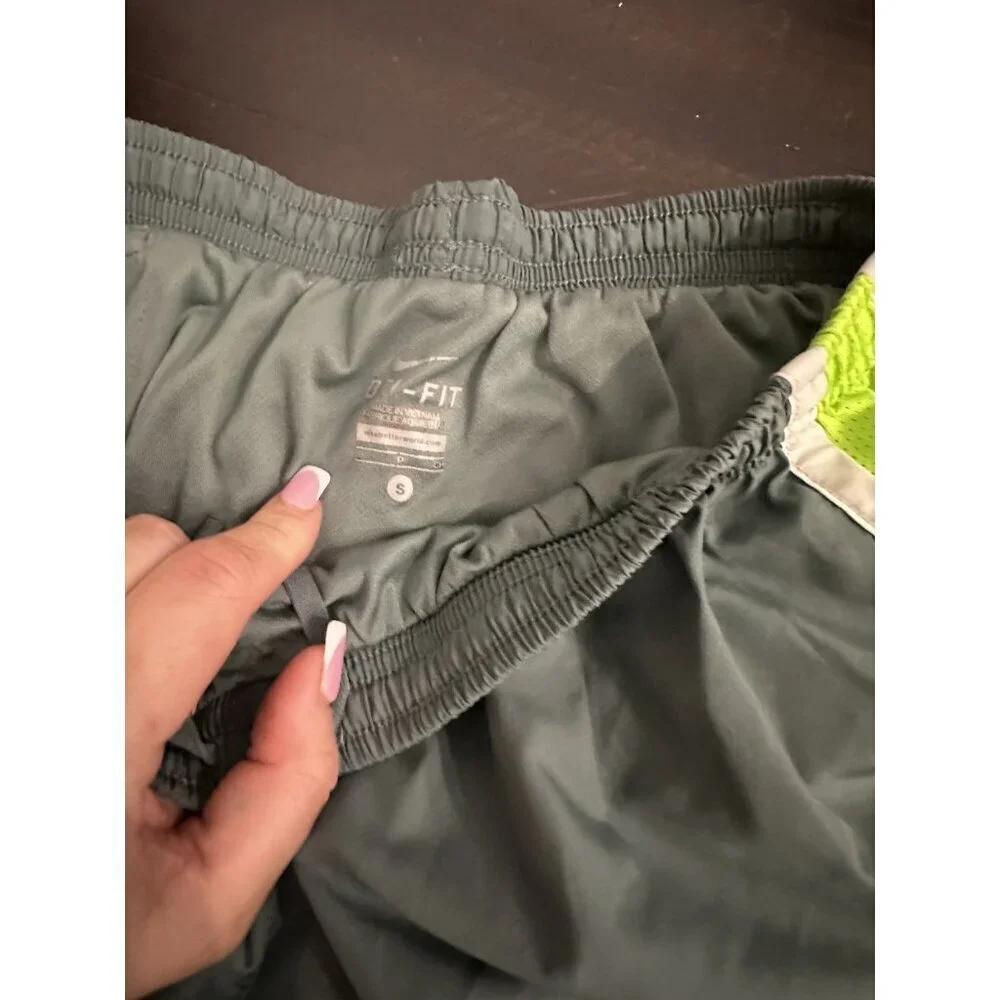 Nike Dri-Fit Shorts Gray Green Running Activewear Women's  Size Small